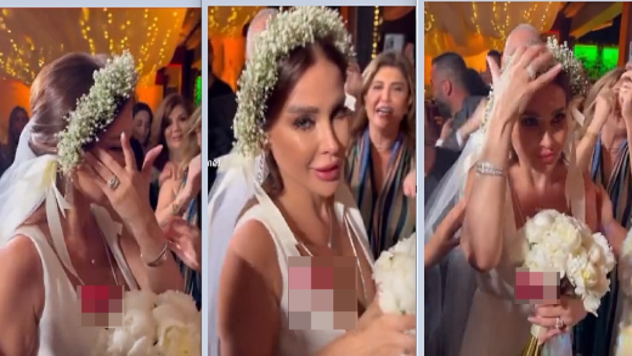 مذيعة لبنانية تحتفل بزفافها بدون العريس لدواعي أمنية..فيديو !