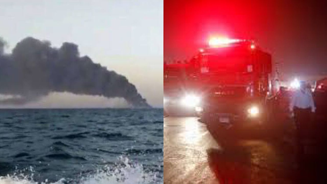 حريق ضخم في البحر يلتهم سفينة شحن تنقل آلاف السيارات لمصر من ألمانيا