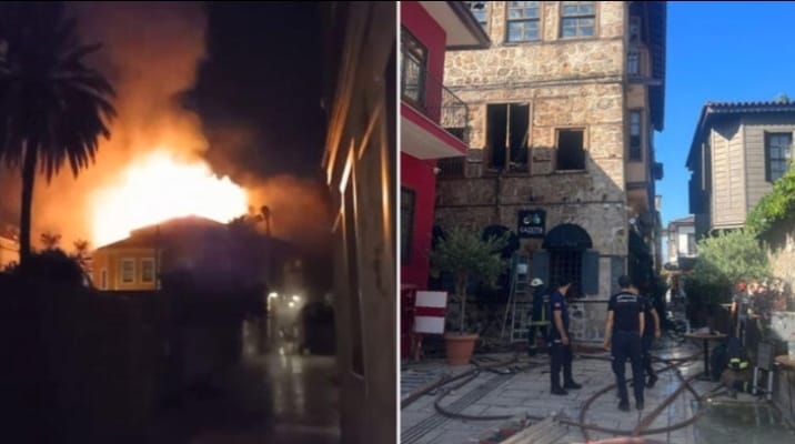 حريق كبير يضرب فندقا في تركيا..فيديو