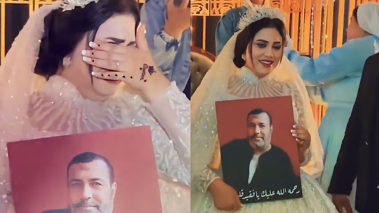 عروس مصرية تنهار باكية بعدما أهدتها إحدى قريباتها صورة والدها المتوفي .. فيديو