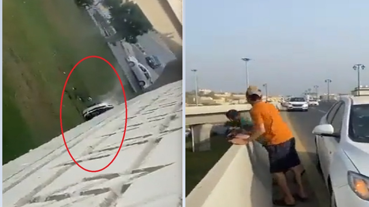 سقوط سيارة من أعلى جسر التوحيد في جيزان .. فيديو