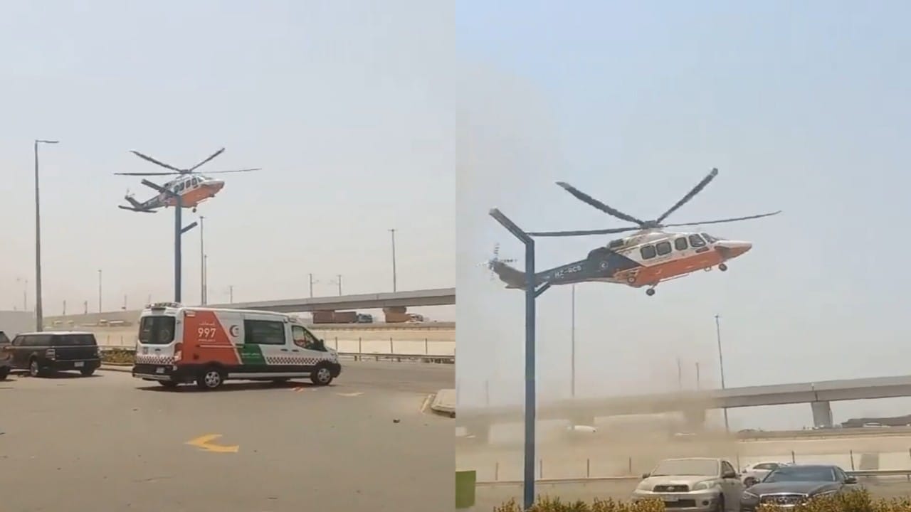 الإسعاف الجوي ينقذ عامل باكستاني سقط من مبنى مرتفع بمشروع بجدة .. فيديو