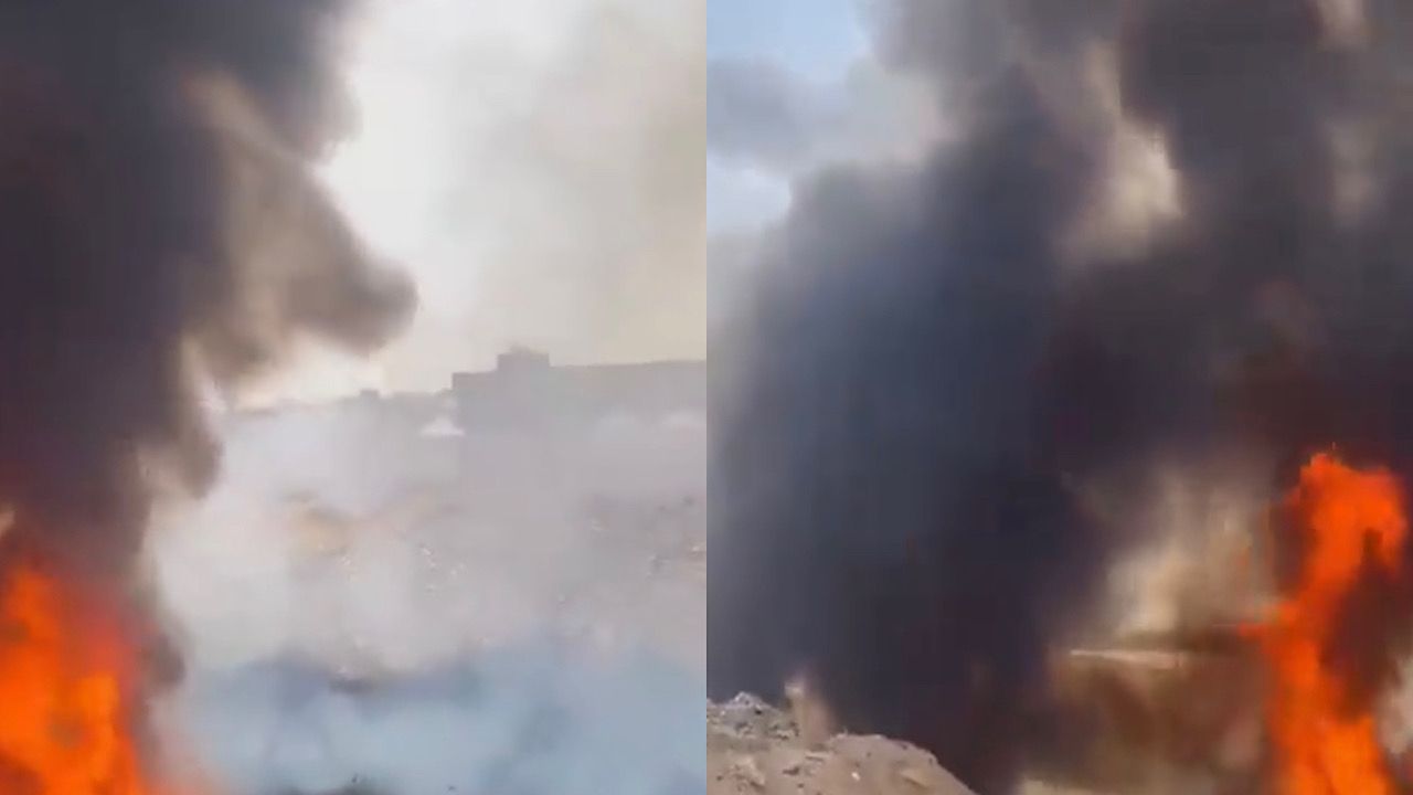 اندلاع حريق هائل في حشائش وغابات بحي السويدي في الرياض‬⁩ .. فيديو
