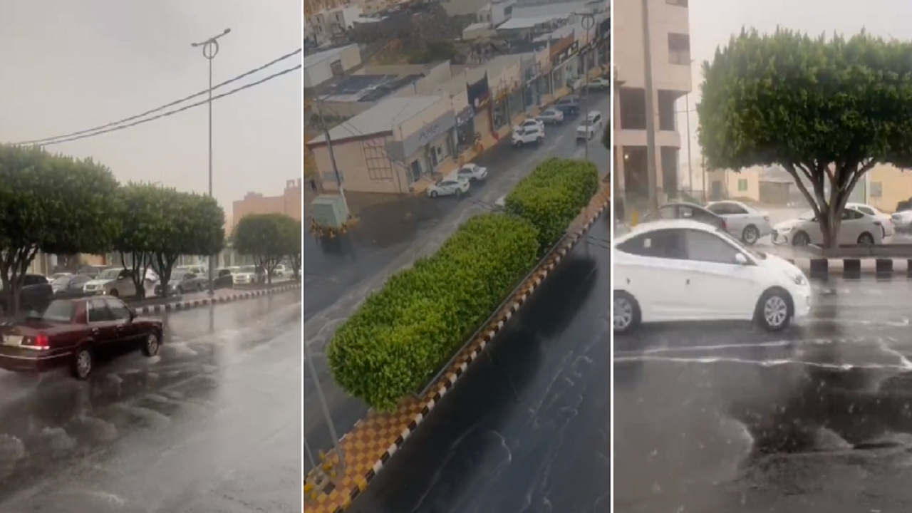 تساقط أمطار غزيرة وعواصف رعدية في أبها .. فيديو