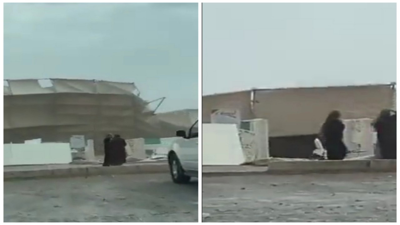 طيران خيمة عمانية نتيجة للرياح القوية .. فيديو