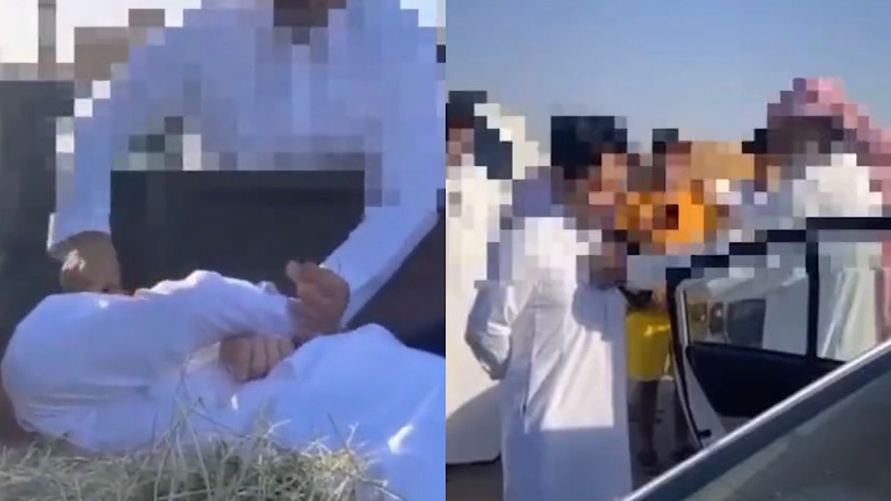 مجموعة شبان تنهال بالضرب على شاب لتهريبه الخادمات من المنازل   .. فيديو