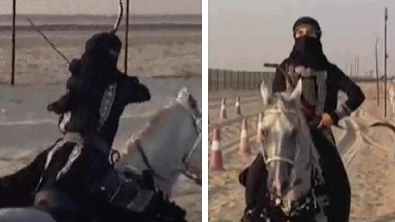 نورة الجبر أول فارسة سعودية تقتحم مجال الرماية بالسهام ..فيديو