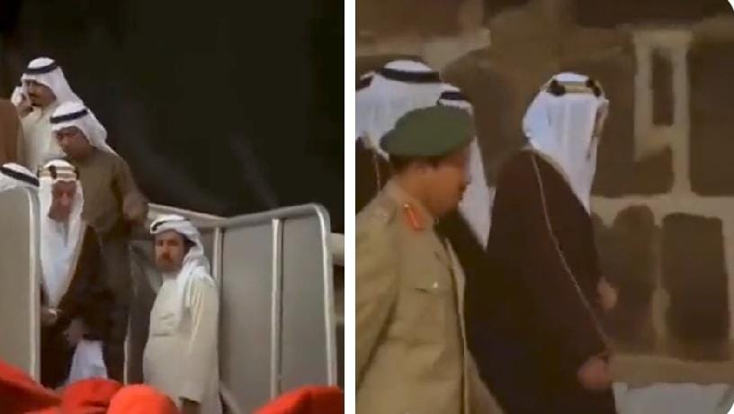 الملك فيصل بن عبدالعزيز آل سعود يتشرف بغسل الكعبة قبل 49 عاماً.. فيديو