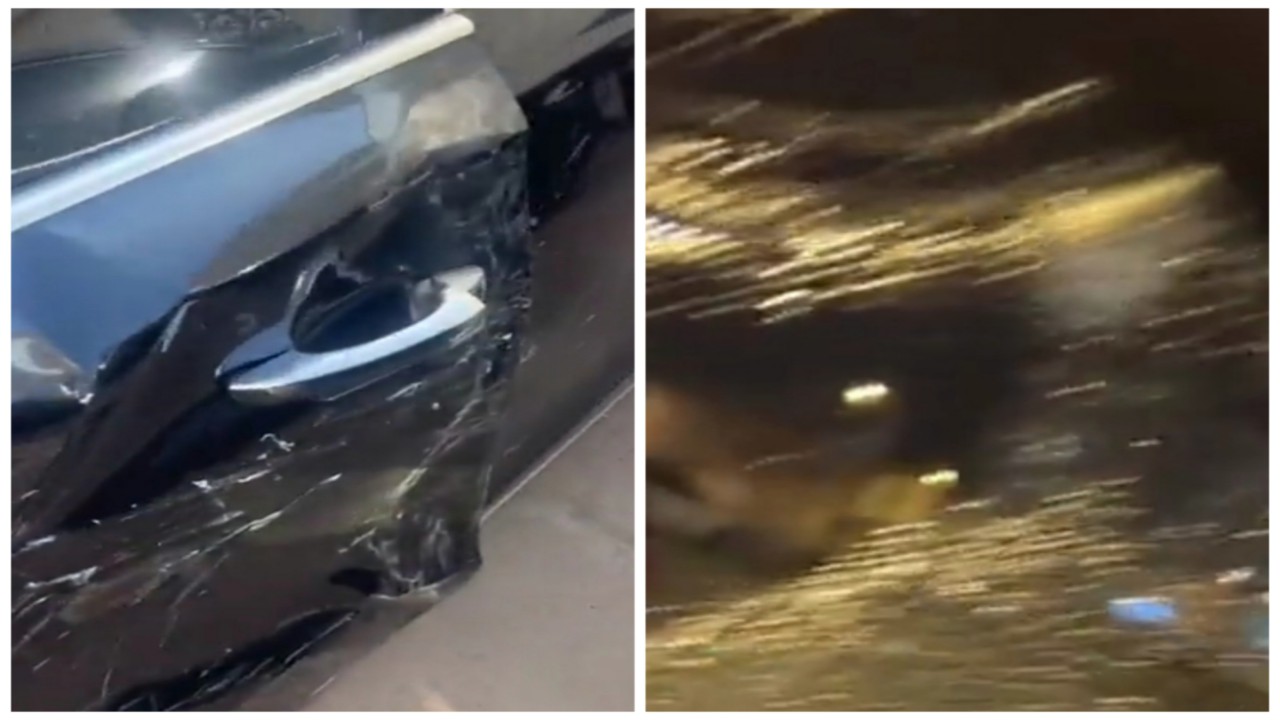 شاب يستعرض ما حدث لسيارته بعدما صدمته فتاة .. فيديو