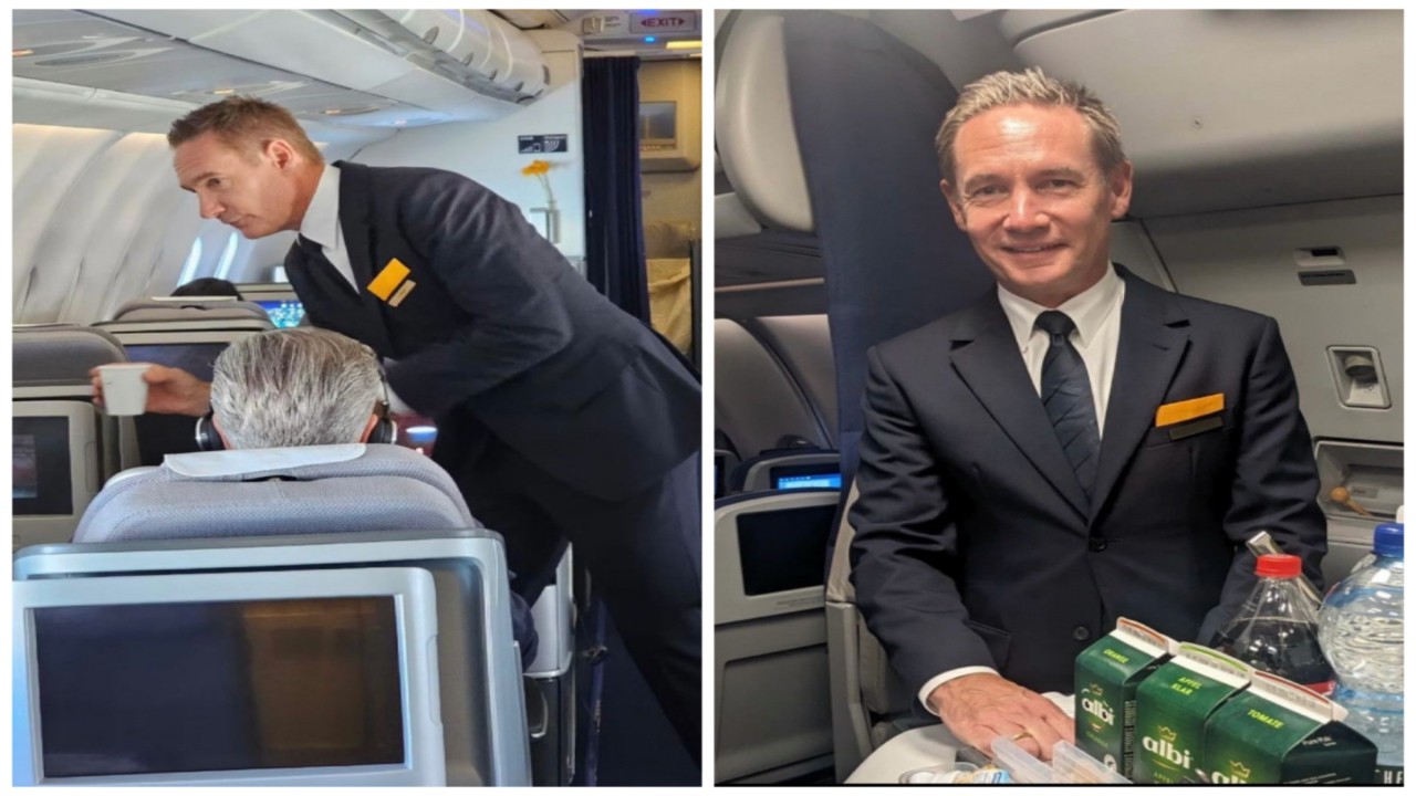 رئيس شركة طيران يعمل مضيفا على رحلة الرياض
