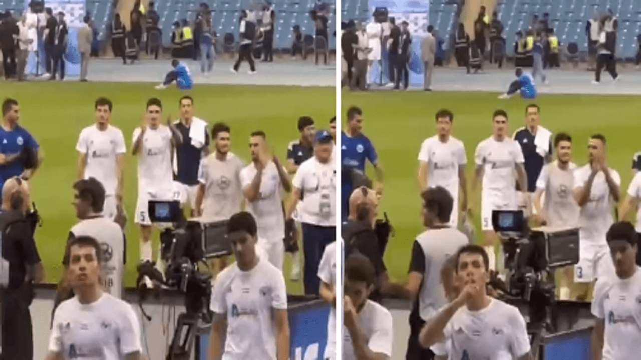 لاعب نافباخور يسكت جماهير الهلال بعد نهاية المباراة .. فيديو