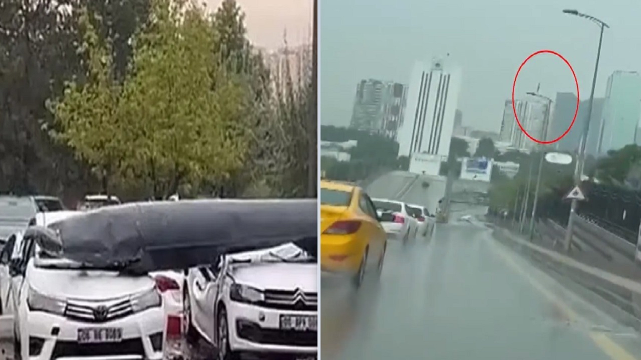 لحظة سقوط خزان طائرة تركية من السماء فوق موقف سيارات .. فيديو