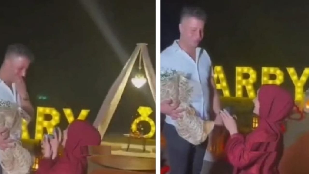 فتاة تركية تقدم خاتم الزواج لشاب .. فيديو