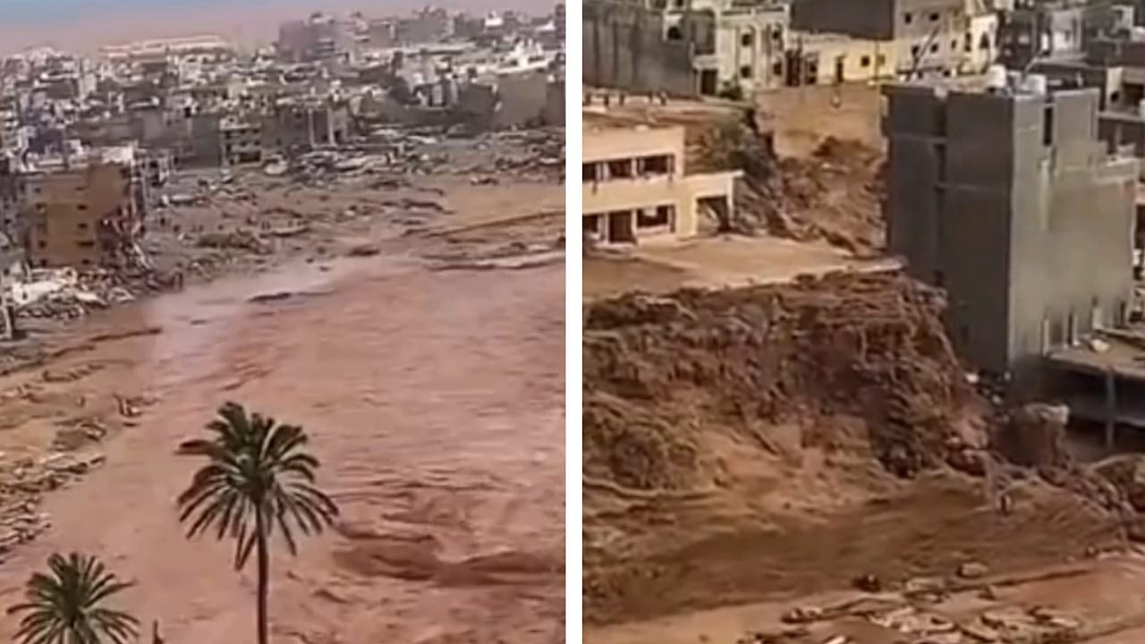 اختفاء أحياء بأكملها ومقتل أكثر من 2000 شخص جراء إعصار دانيال ..فيديو