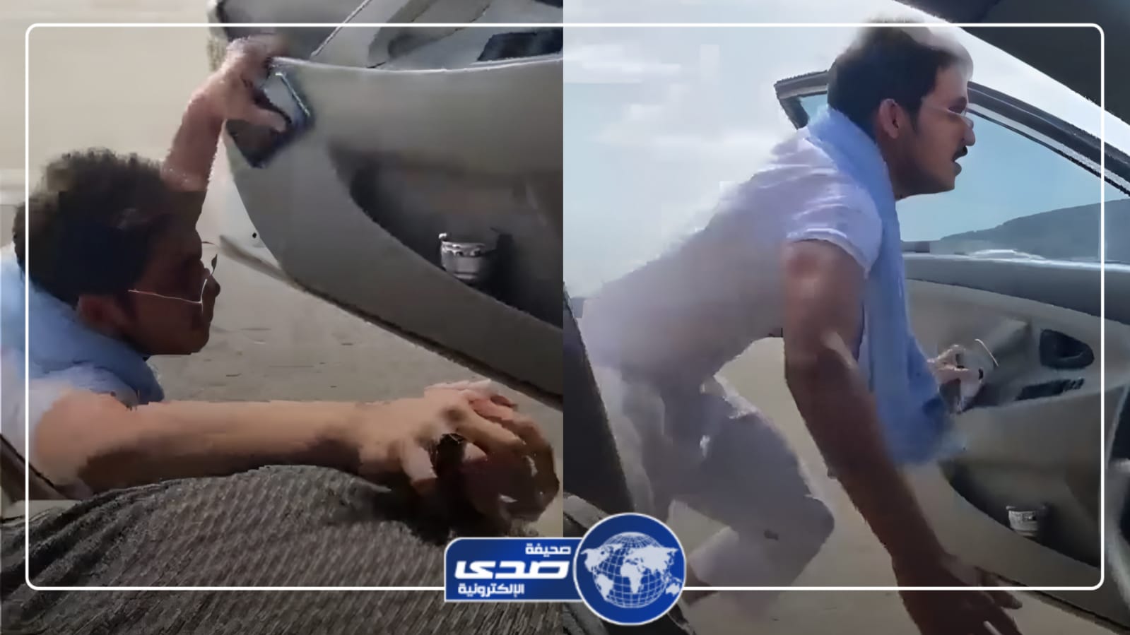 رجل يعرض حياته للخطر من أجل إبهار زوجته بمهاراته في قيادة السيارة .. فيديو