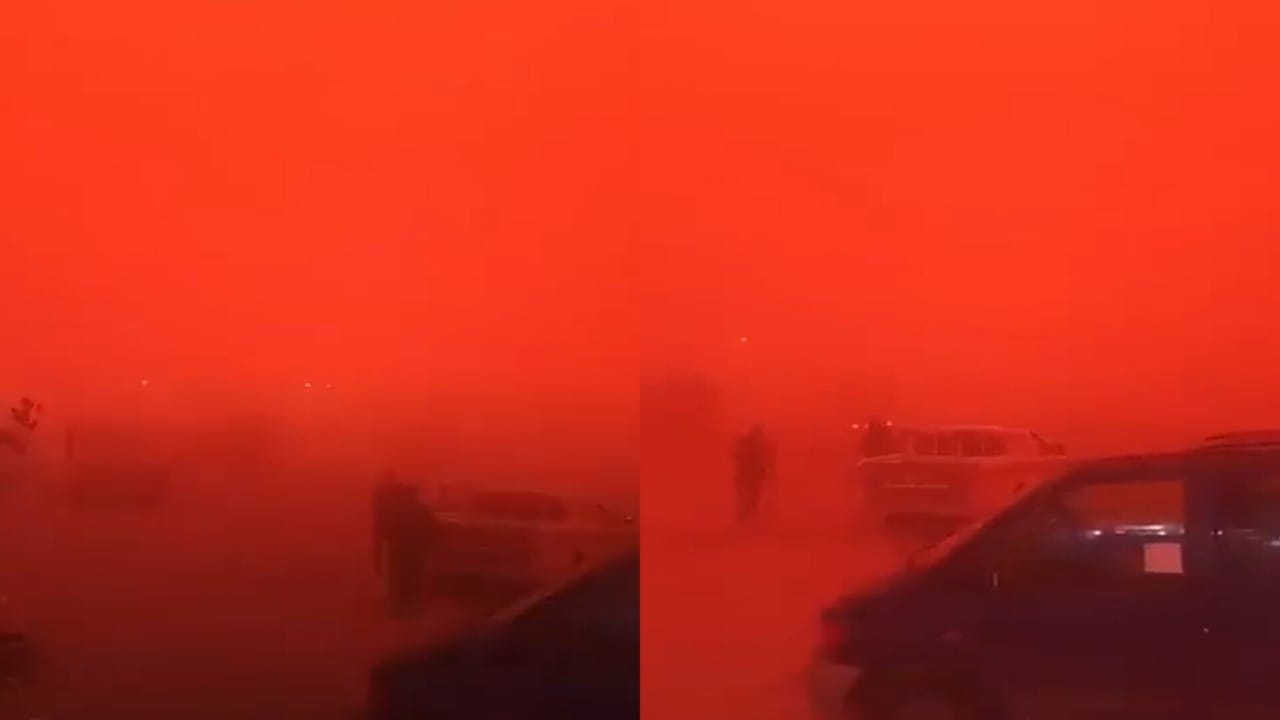 عاصفة حمراء تضرب ليبيا .. فيديو