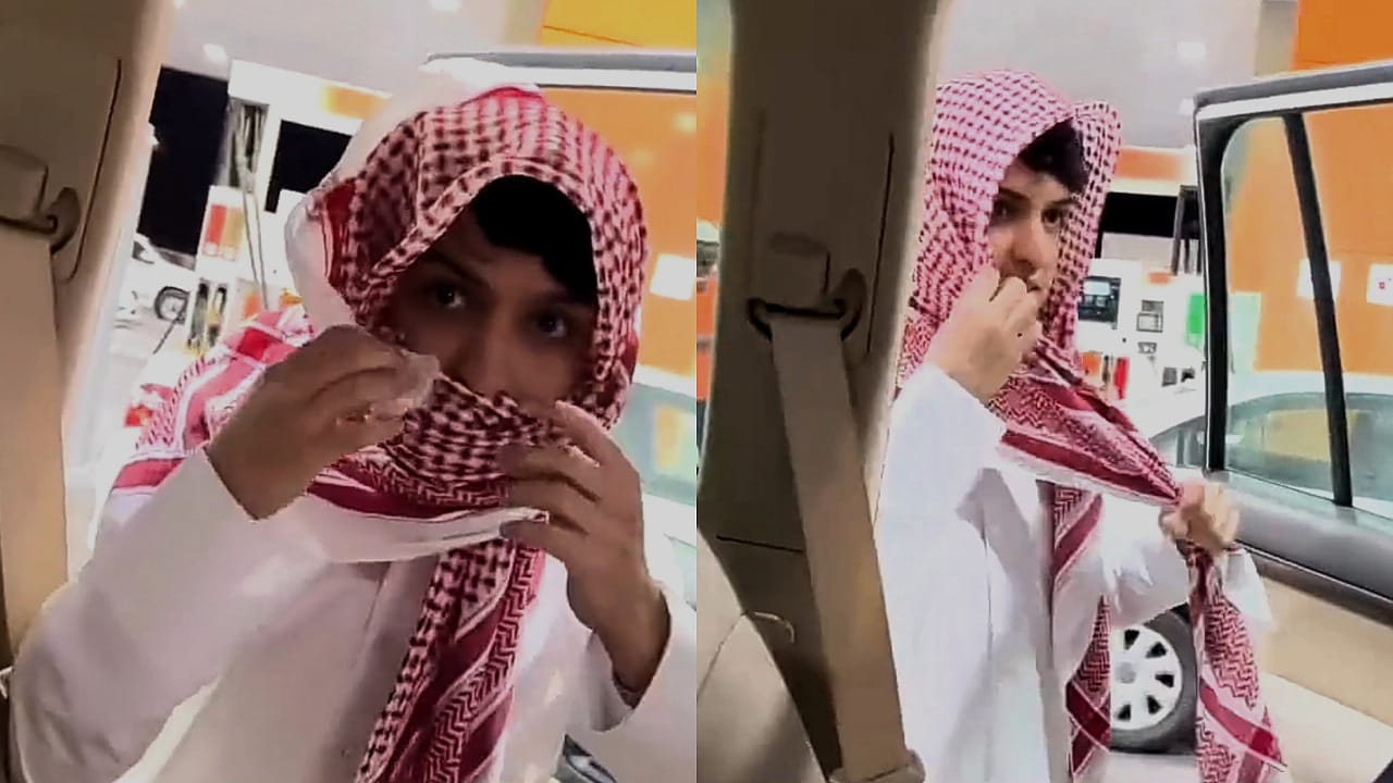 كويتي يتلثم بالشماغ ليتناول الطعام في ماكدونالدز .. فيديو