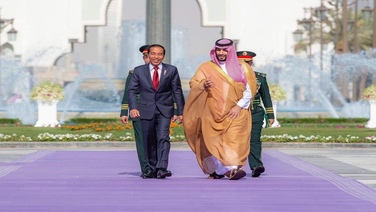 ولي العهد يستقبل رئيس إندونيسيا في قصر اليمامة