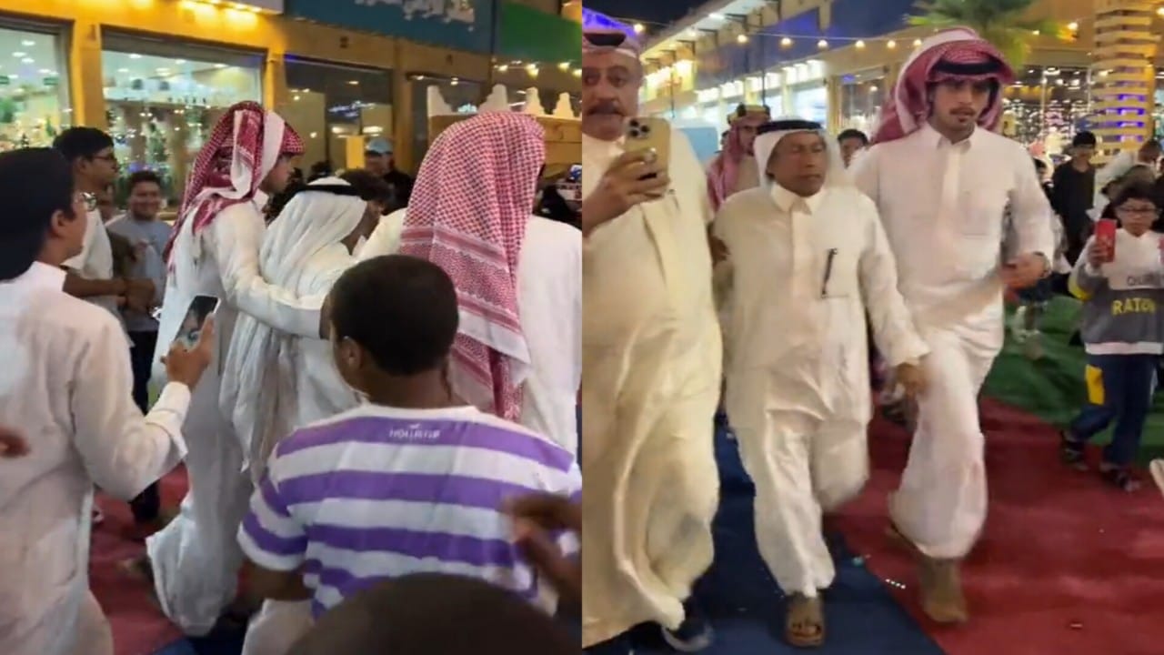 تجمهر حول بطل شباب البومب عبدالعزيز المقيطيب.. فيديو