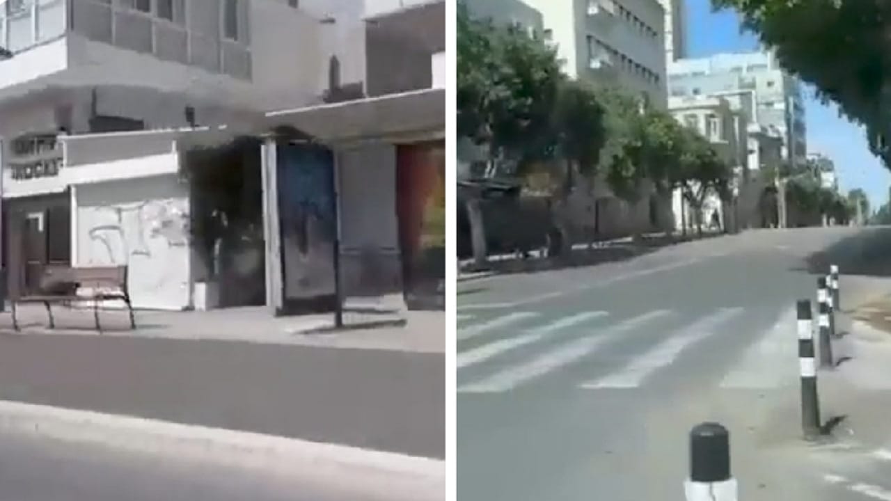 اختفاء المارة والمركبات من شوارع تل أبيب.. فيديو