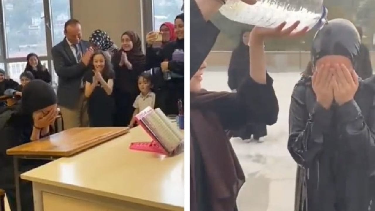 فتاة تحتفل مع صديقاتها بختمها للقرآن الكريم.. فيديو