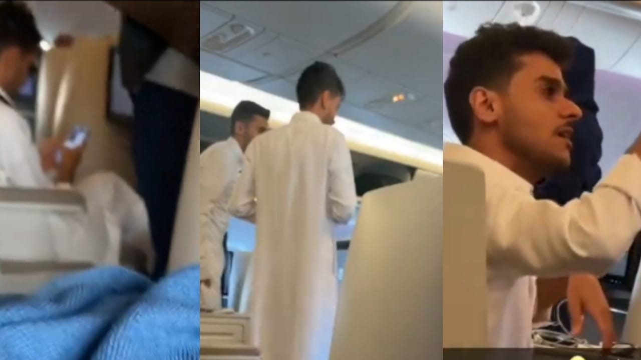 ردة فعل فتاة التقت بالفنان عايض صدفة في الطائرة..فيديو