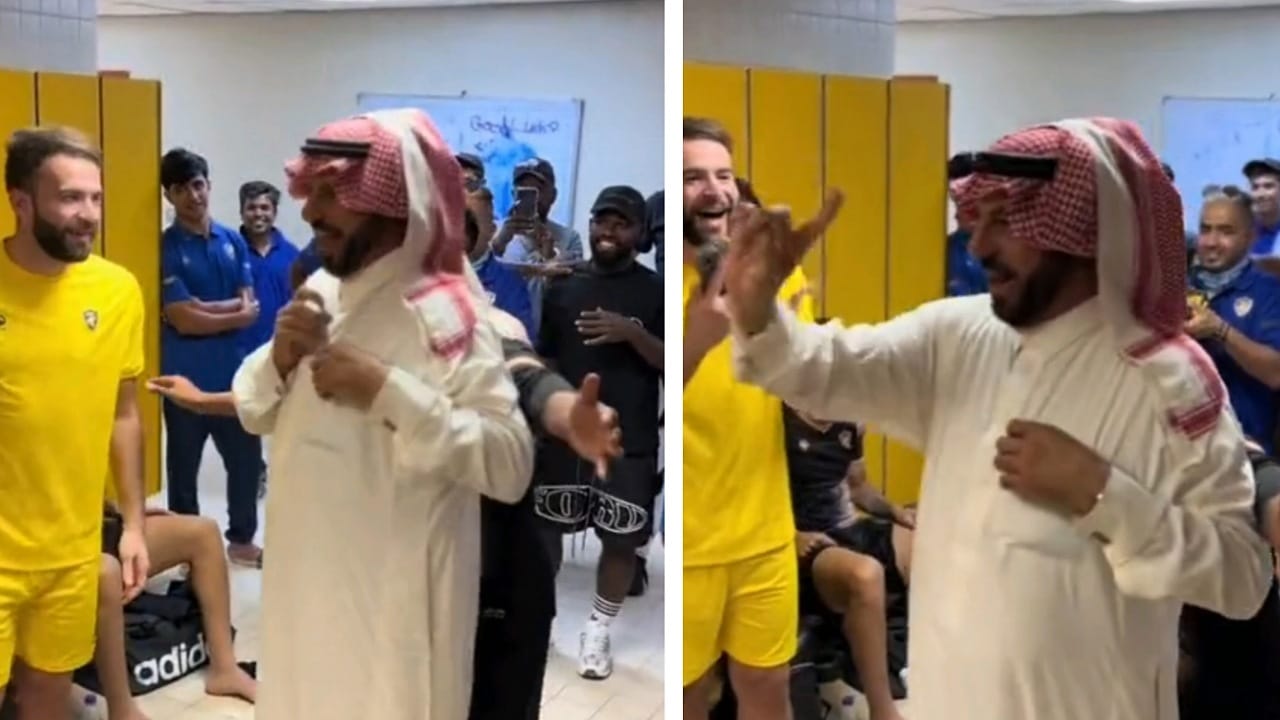 ردة فعل لاعب الصقور بيتروس بعد إعلان مكافأة الفوز .. فيديو
