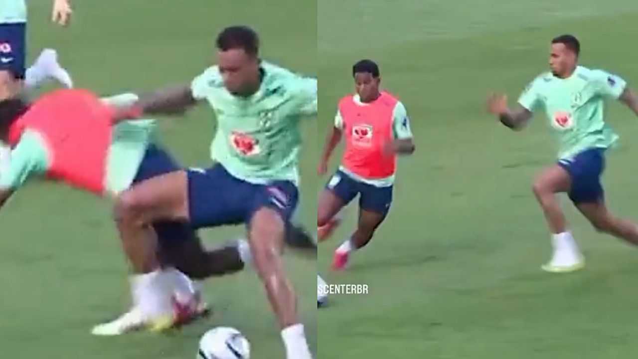 ماغاليس يتدخل بقوة على إندريك في تدريبات منتخب البرازيل .. فيديو