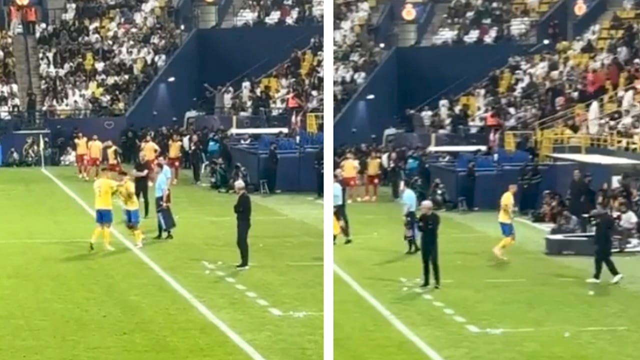 رونالدو يغادر أرضية الملعب متأثراً بإصابته .. فيديو