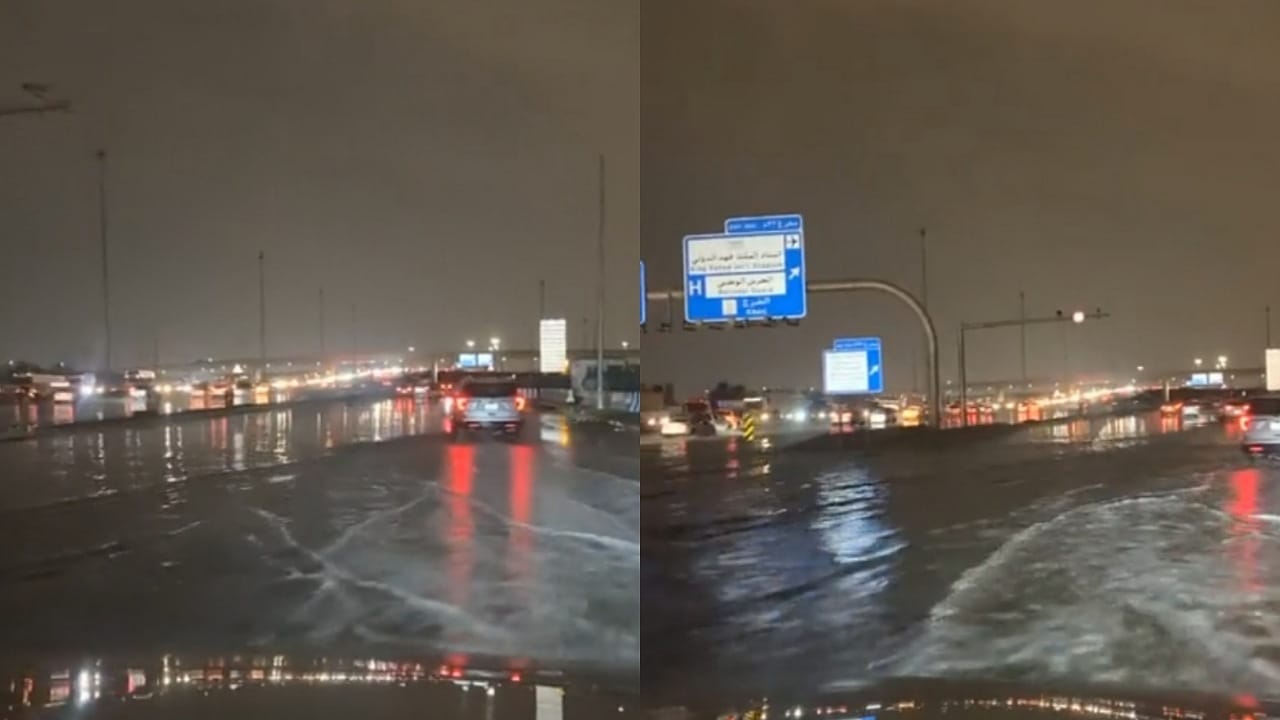 شوارع الرياض بعد هطول الأمطار الغزيرة..فيديو
