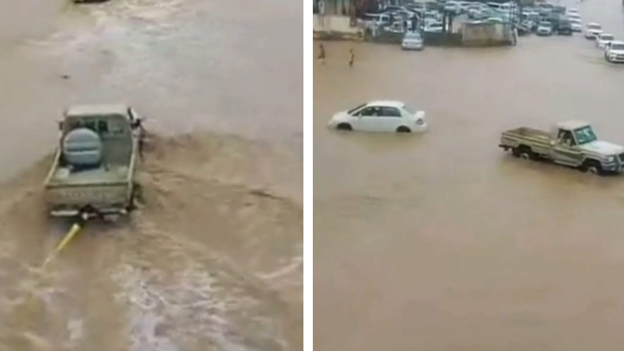صاحب شاص ينقذ سيارة جرفتها السيول في جدة.. فيديو
