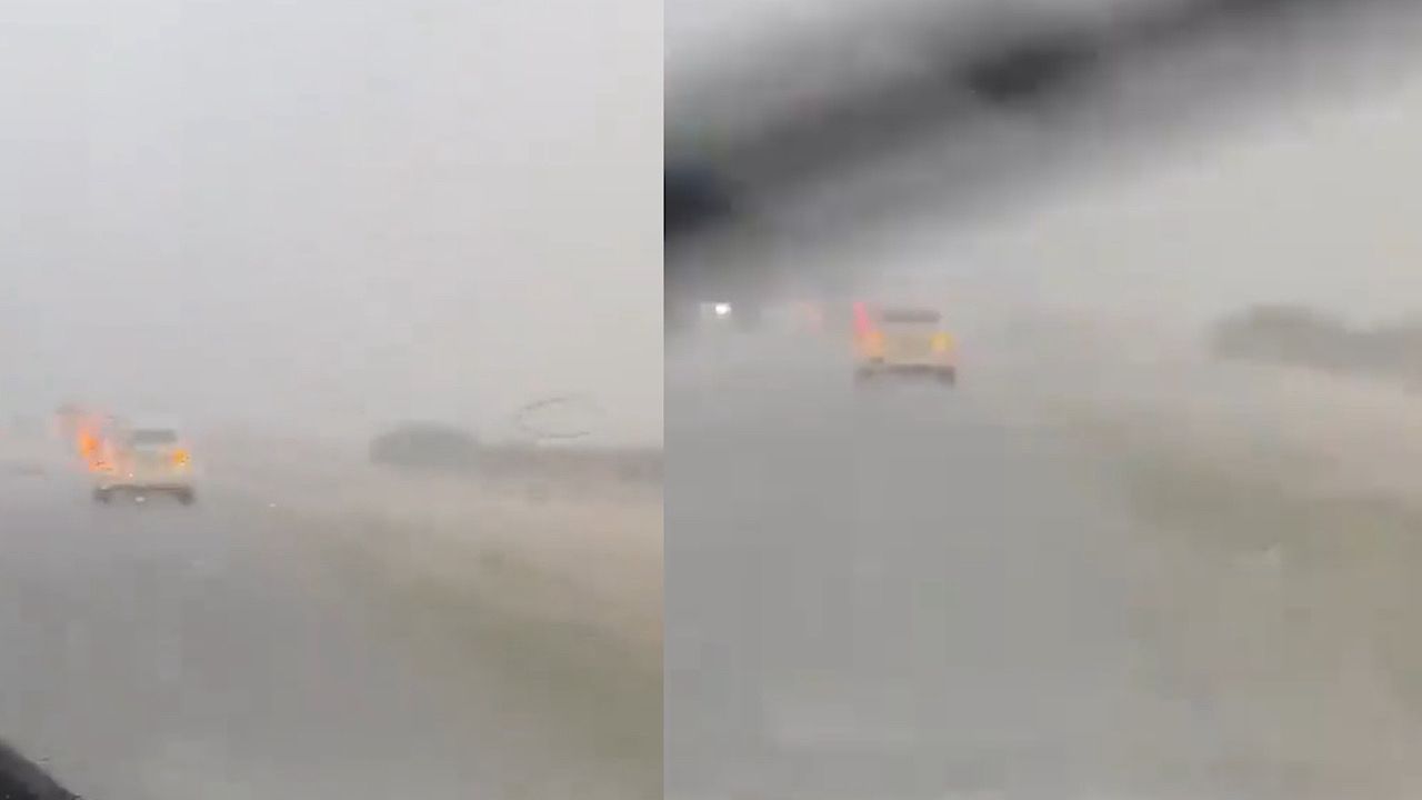 هطول أمطار غزيرة مصحوبة بزخات البرد على رابغ .. فيديو