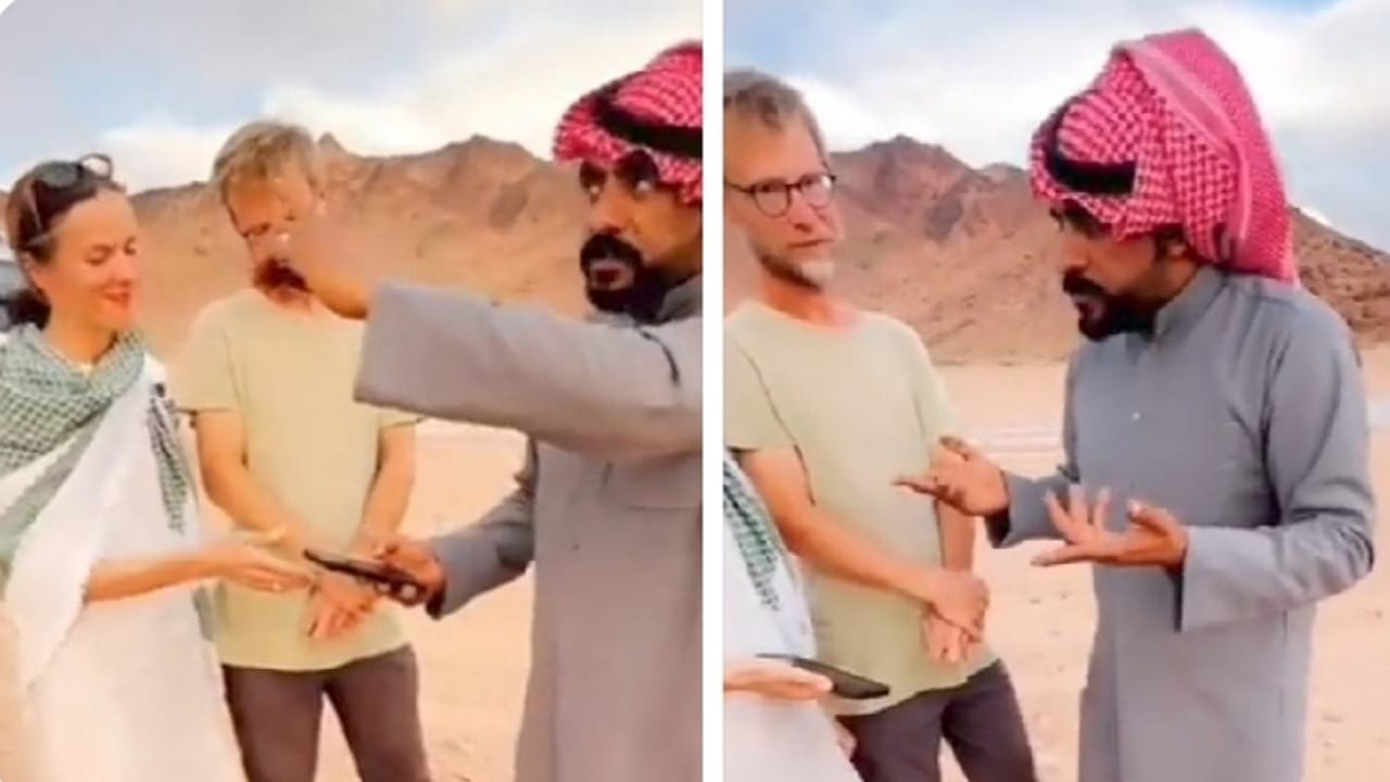 شخص يتنقل بالحديث بين الإنجليزية واللهجة البدوية بأسلوب جذاب.. فيديو