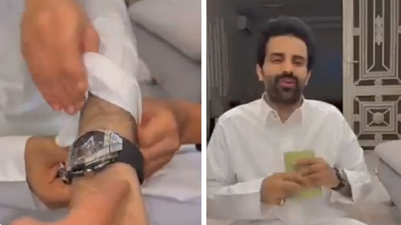 القحطاني يتلقى هدية ساعة قيمتها 170 ألف ريال .. فيديو