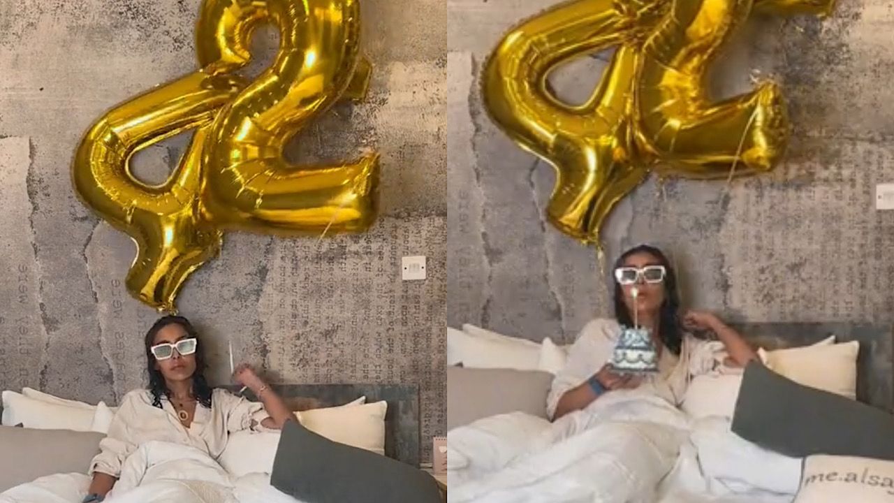 فاطمة الصفي تحتفل بيوم ميلادها الـ 42 في غرفتها .. فيديو
