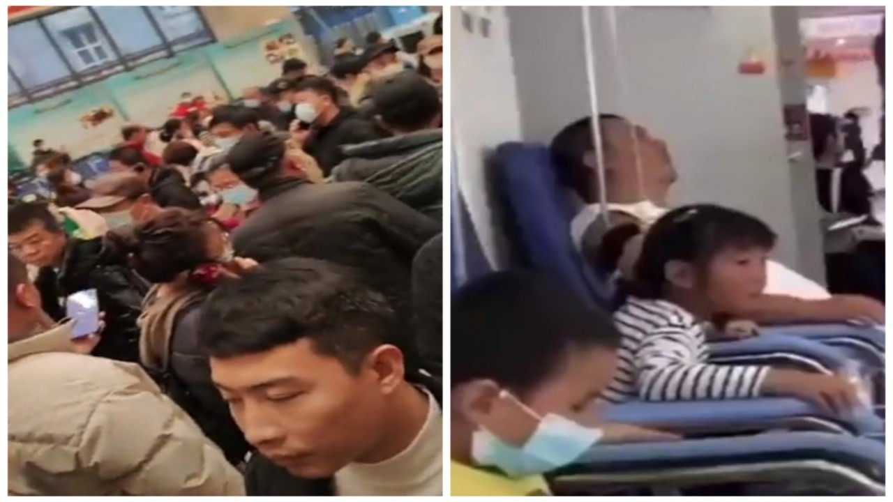 اكتظاظ مستشفيات الصين بالأطفال المصابين بالعدوى المختلطة.. فيديو