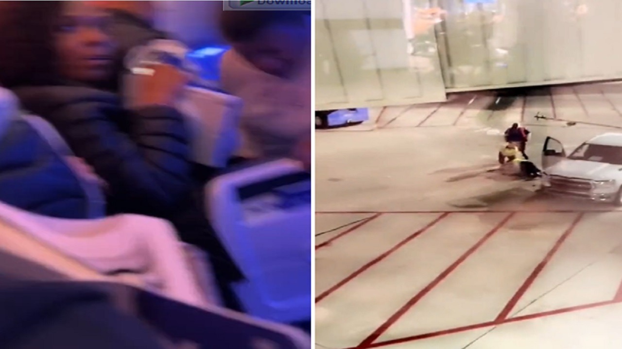 لحظات القبض علي إسرائيلي قذف جسم غريب داخل الطائرة.. فيديو