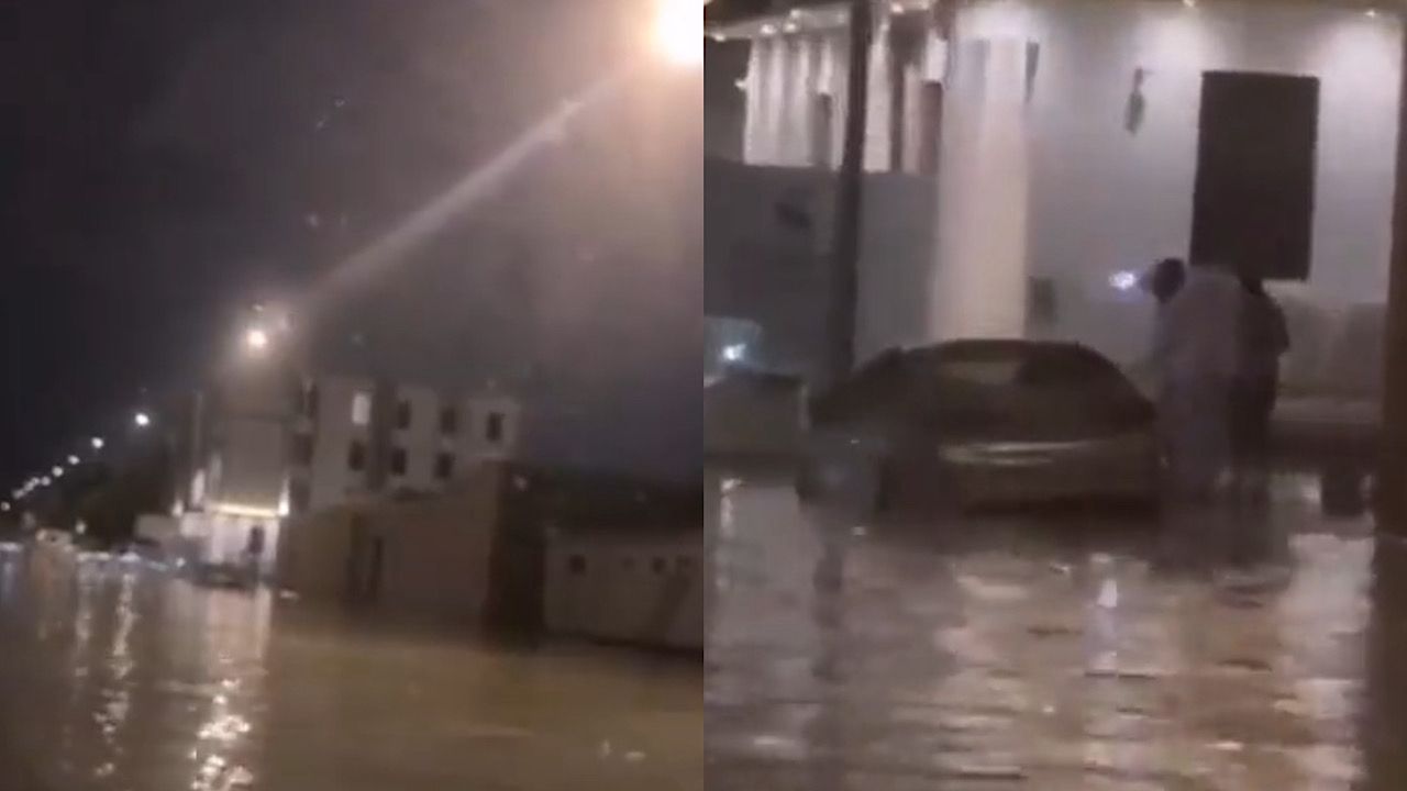 سيول الأمطار تملأ حي النرجس بالرياض .. فيديو