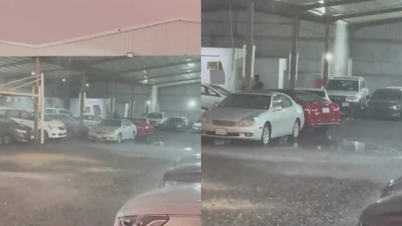 أمطار غزيرة و برد على حائل..فيديو