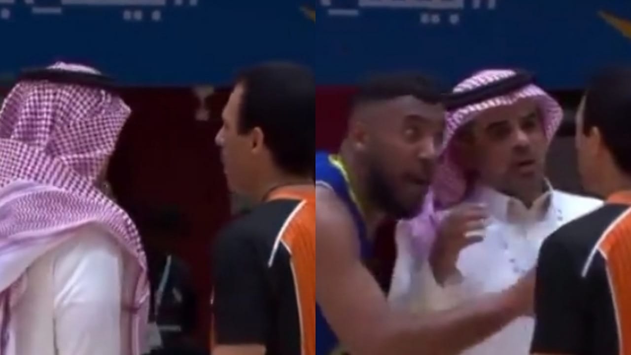 لحظة اعتراض لاعبي وإداري النصر لكرة السلة على الحكم..فيديو
