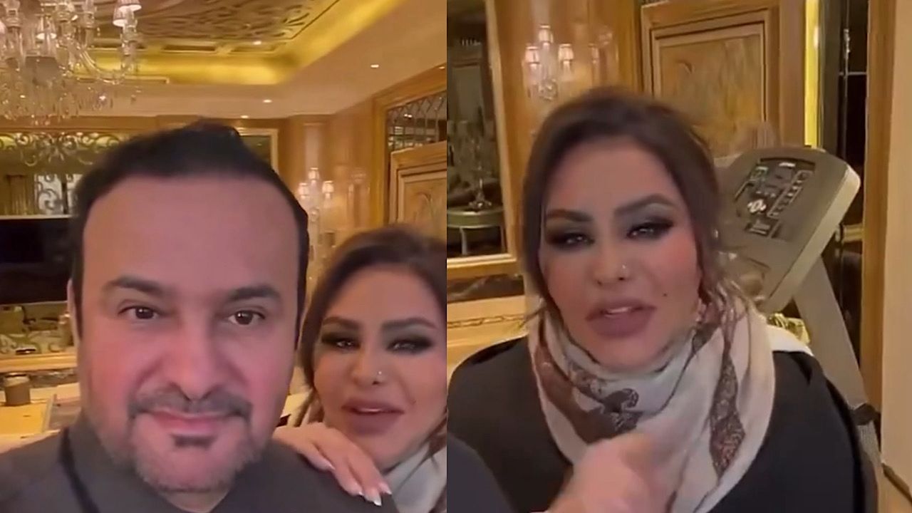 الفنانة أحلام وزوجها مبارك الهاجري في أحدث ظهور بمقطع رومانسي .. فيديو