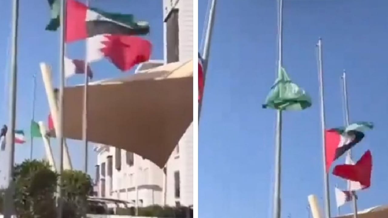 كويتي يمنع عامل من تنكيس علم السعودية أثناء الحداد في بلاده .. فيديو