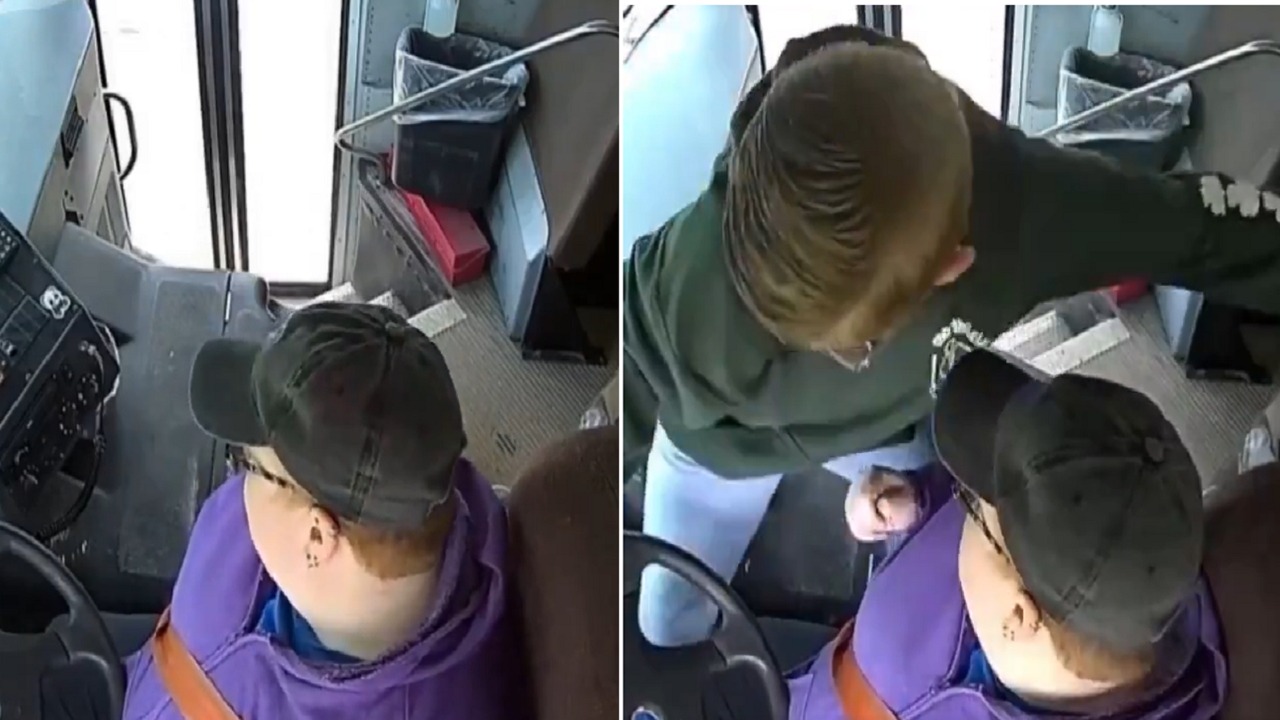 طفل ينقذ طلاب حافلة مدرسية بعد أن تعرض سائقها للإغماء .. فيديو