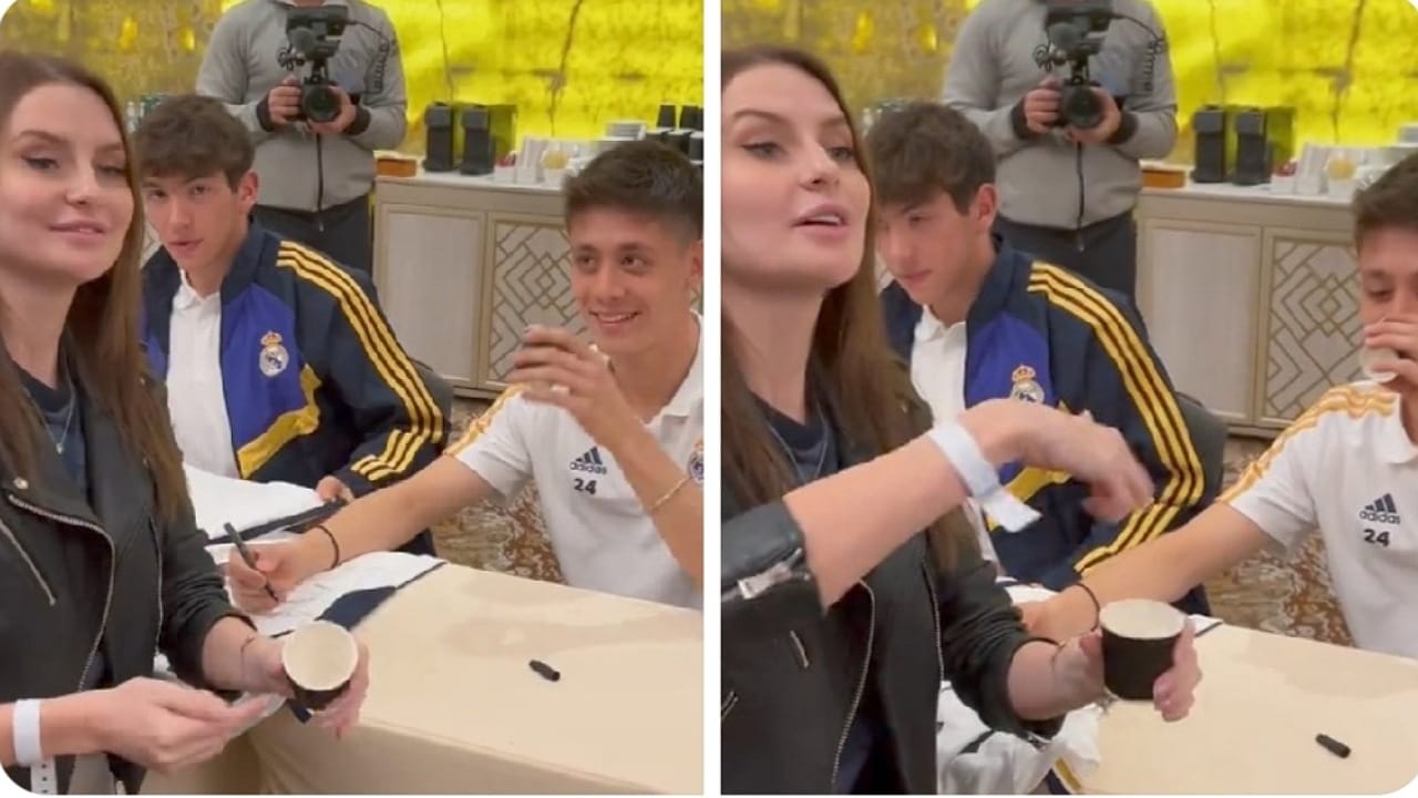 نجم ريال مدريد يتناول الشاي مع إحدى المشجعات .. فيديو