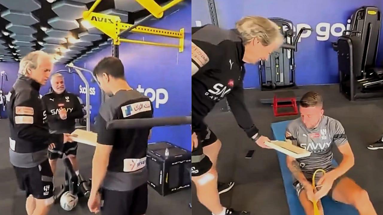 جيسوس يستقبل اللاعبين بالشوكولاتة بعد عودتهم من الإجازة .. فيديو