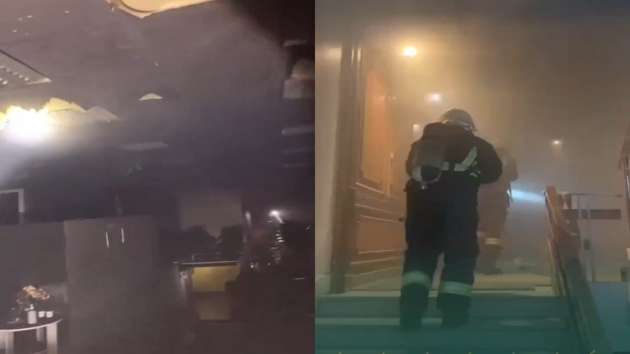 اندلاع حريق في مبنى بالرياض .. فيديو