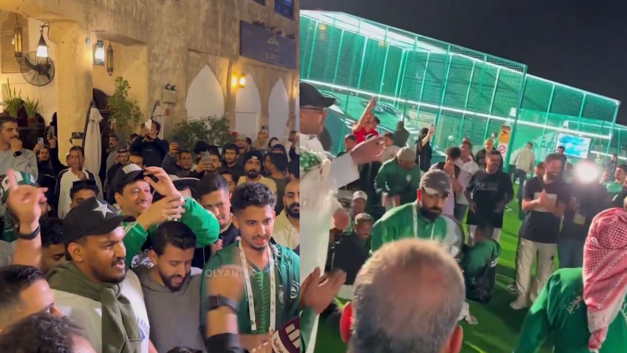 جماهير الأخضر تبدأ بالأهازيج في الدوحة وتردد: أخضرنا قوة ما راح تغلبه .. فيديو