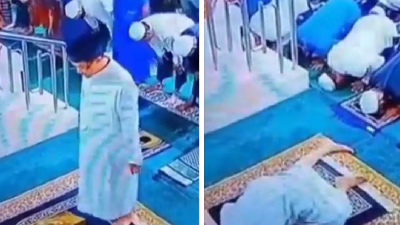 لحظة وفاة إمام مسجد وهو يصلي بالناس .. فيديو
