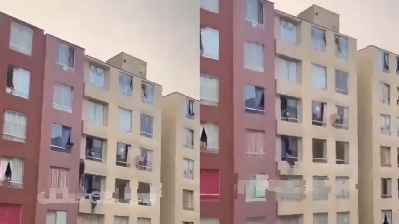 سقوط شاب من أعلى مبنى أثناء محاولته إنقاذ فتاة.. فيديو