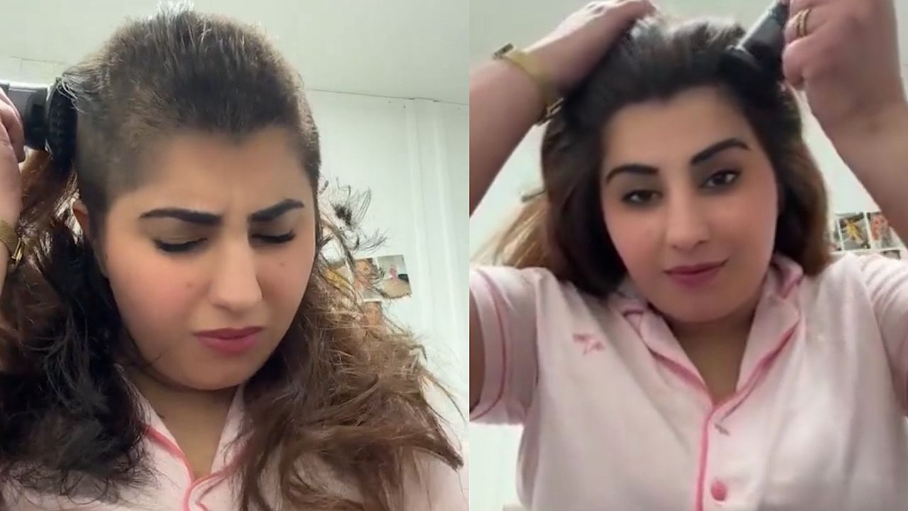 فتاة تحلق شعرها بالكامل قبل جلسات الكيماوي في مشهد محزن .. فيديو